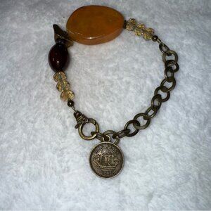 Costume Boutique Gold and Brown Charm Bracelet